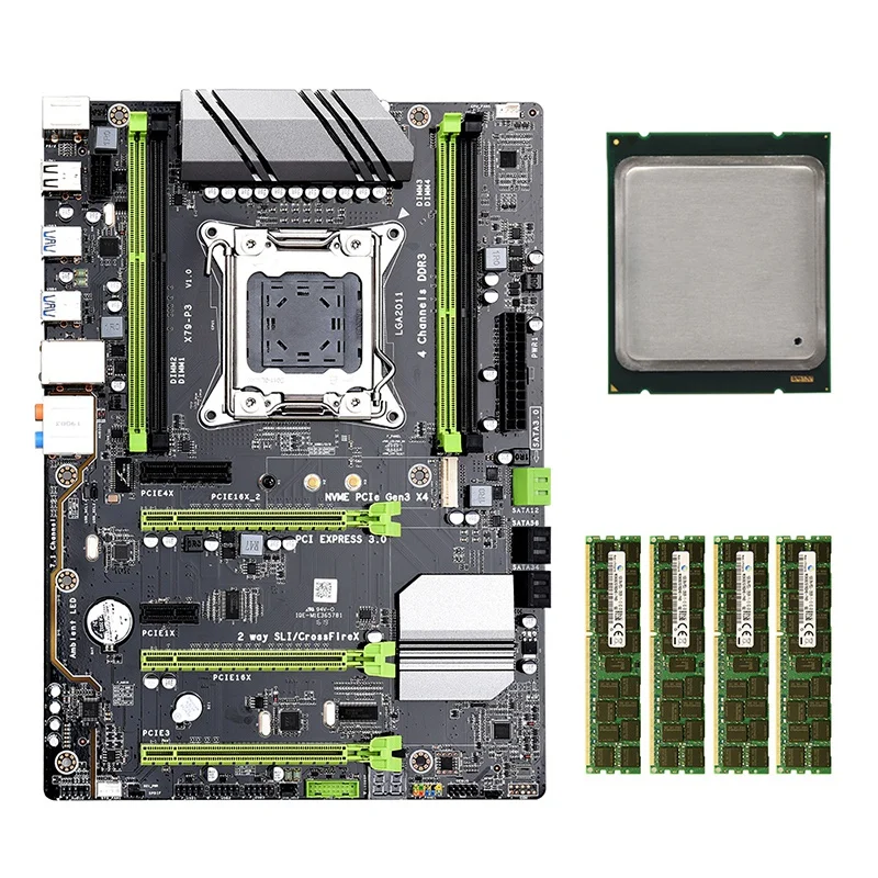 X79-P3 LGA 2011 ATX Gaming Motherboard DDR3 RAM Memory NVME M.2 SSD Support for Intel Xeon Core CPU(with E5-2689 CPU) | Компьютеры и
