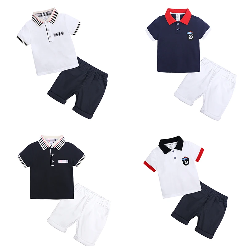 Комплект одежды для мальчиков поло с коротким рукавом и отворотами + шорты