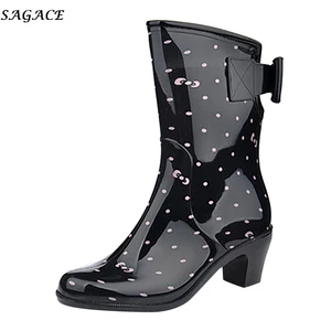 Сапоги для дождливой погоды SAGACE, женские резиновые сапоги с принтом, водонепроницаемые высокие сапоги-трубы с нескользящей износостойкой подошвой, водонепроницаемая обувь, # 4z