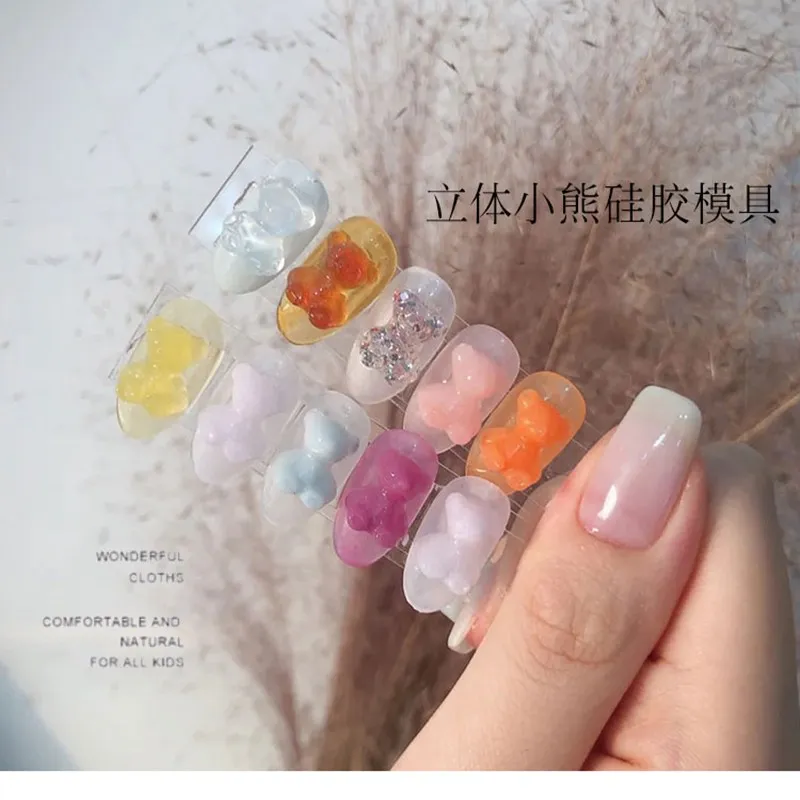 

1pcs Silicone Nail Carving Mold 3D Bear Butterfly Mould Stamping Plate Nails Stencils DIY UV Gel Japanese Style Manicure Tools