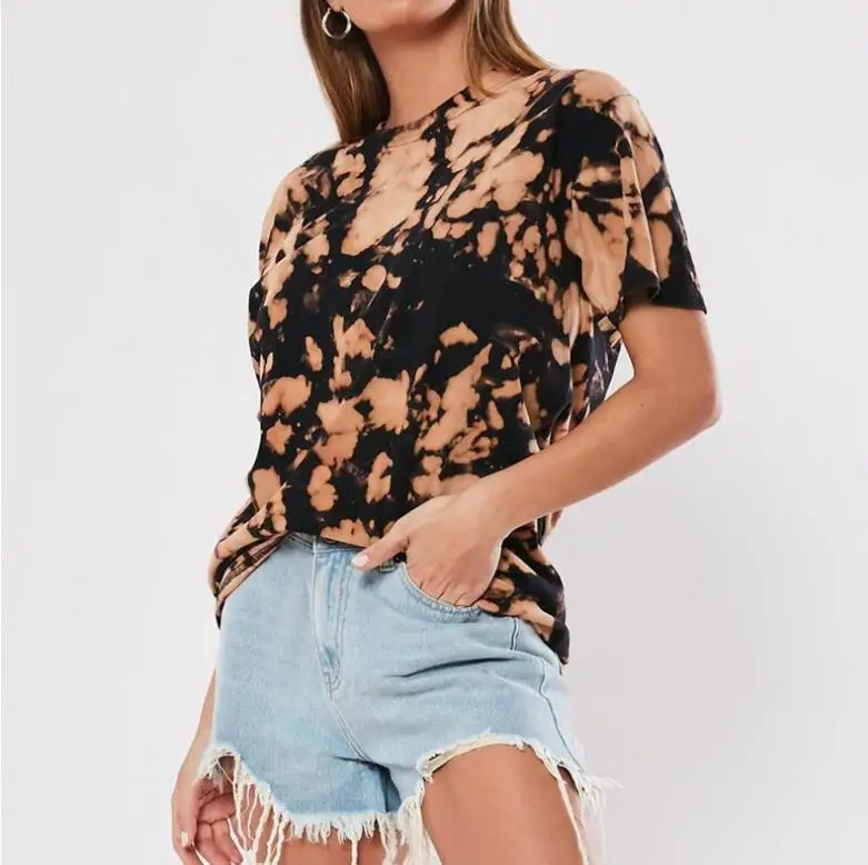 Женская свободная футболка с коротким рукавом и круглым вырезом|Футболки| |