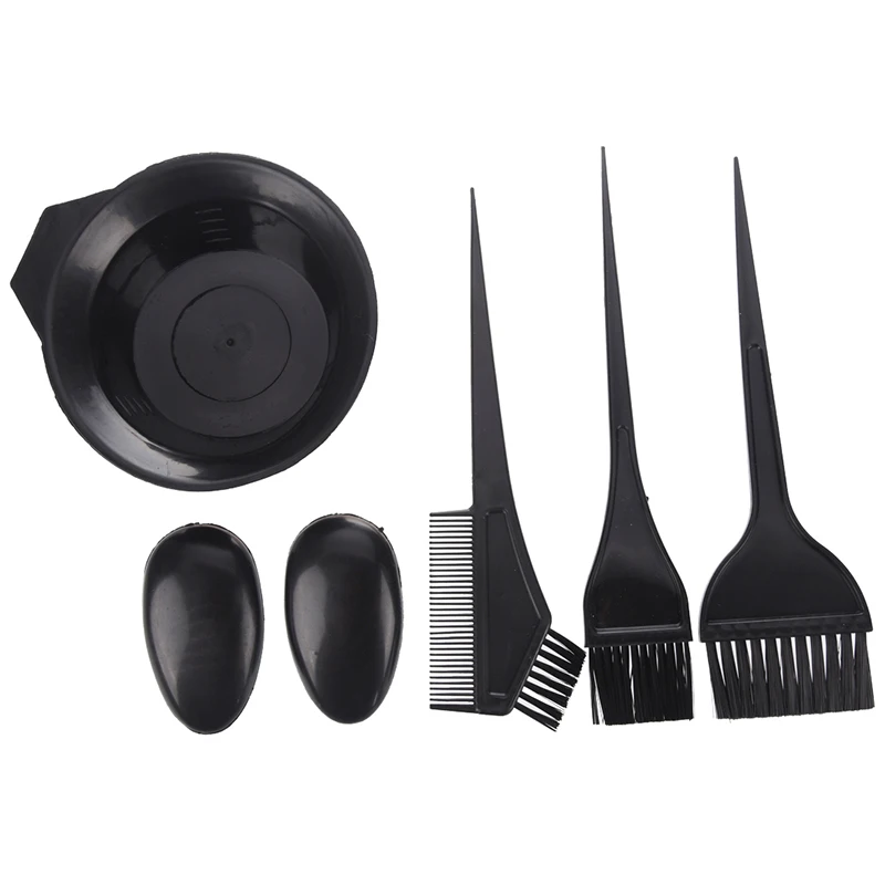 

5Pcs Hairdressing Brushes Bowl Combo Salon Hair Color Dye Tint Tool Set Hair Coloring Kit Black