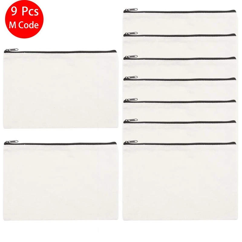 

12 Pack Canvas Zipper Bags with 10Pcs Canvas Zipper Pouch Bags Canvas Makeup Bags Pencil Case Blank DIY Craft Bags