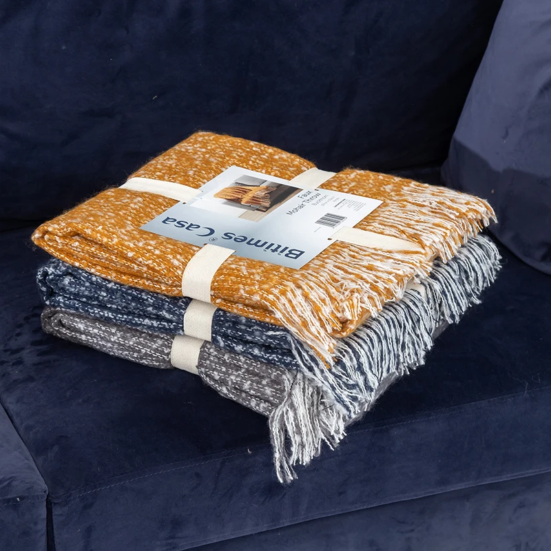 Cozy Mohair Sofa Couch Throw Blanket With Decorative Fringe 50'*60' For Bed Usage Gift Packing Birthday | Дом и сад