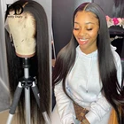 Прямые 30 32 дюйма прозрачные Т-образные кружевные человеческие волосы парик Бразильский бесклеевой фронтальный парик для черных женщин короткий Remy