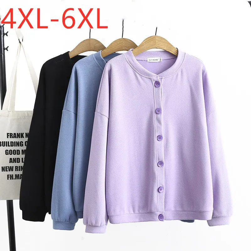 

New ladies autumn winter plus size knit tops sweater for women large long sleeve cotton purple sweater jacket coat 4XL 5XL 6XL