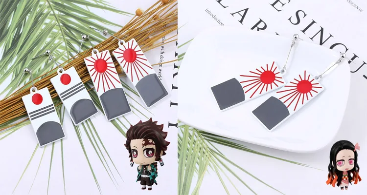 Хит, серьги-гвоздики Kimetsu no Yaiba для косплея в японском стиле Kamado Tanjirou