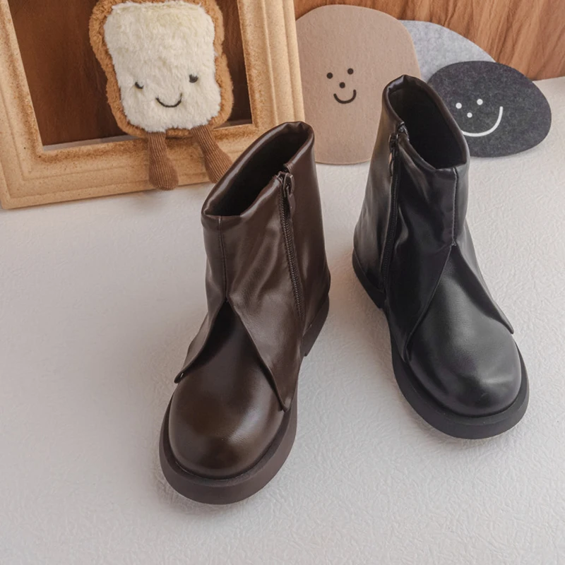 

Осенние детские ботинки челси, обувь для маленьких девочек, детская брендовая обувь из натуральной кожи, модные ботинки для мальчиков, боти...