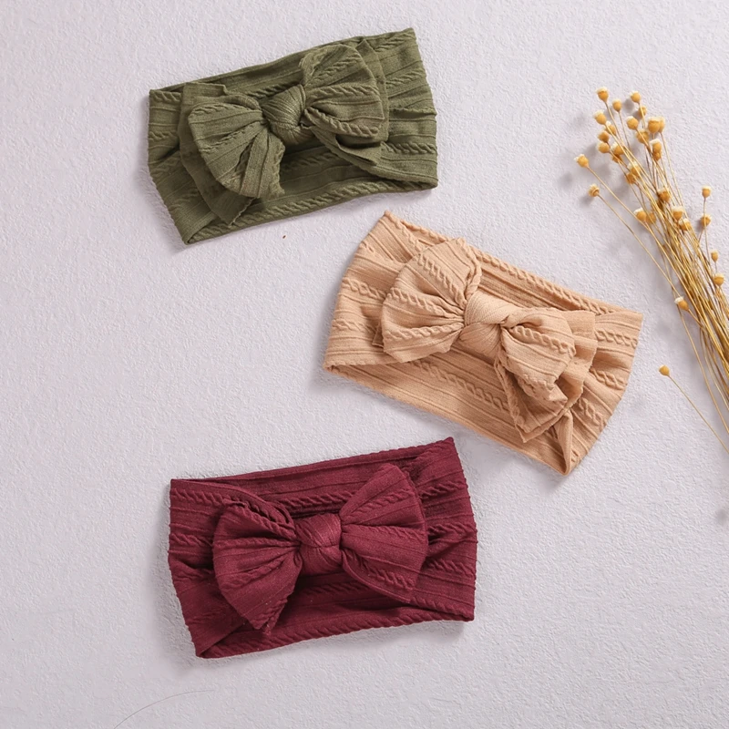Diadema de punto con Cable para beb&eacute; y ni&ntilde;a, lazos para la cabeza, accesorios para el cabello el&aacute;sticos, turbante de nailon infantil, diadema de princesa-3