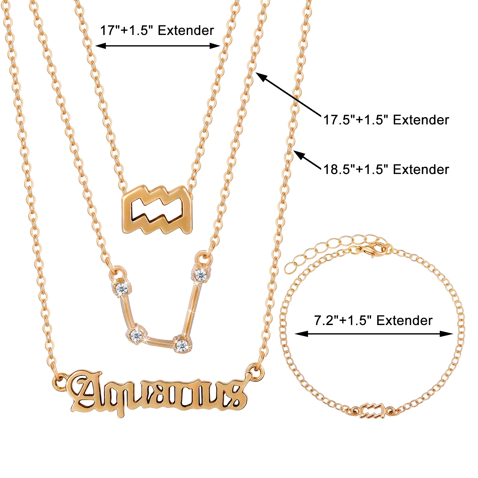 

6 PCS 12 Constellations Zodiac Sets Necklace Earrings Bracelet Stud Trendy Crystal Necklace For Anniversary Birthday Women Girl