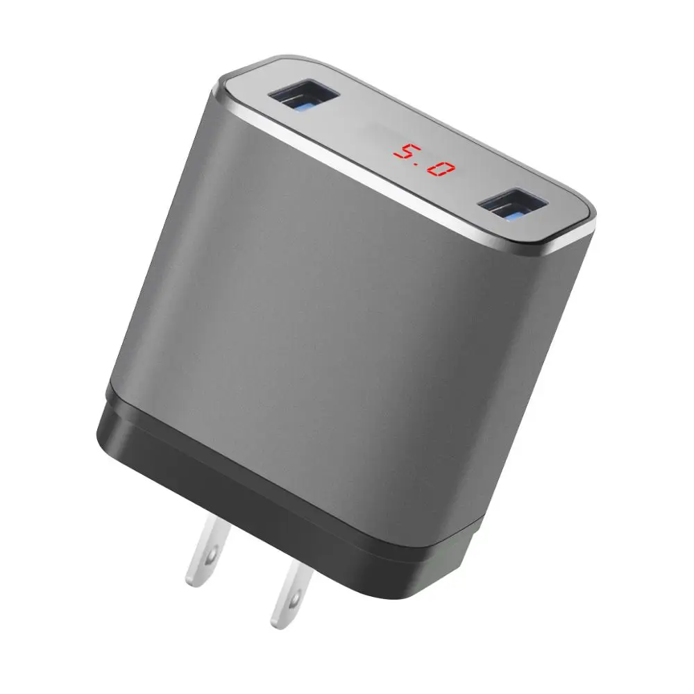 Зарядное устройство сетевое с двумя USB портами и светодиодным дисплеем 5 В 2 4 А| |