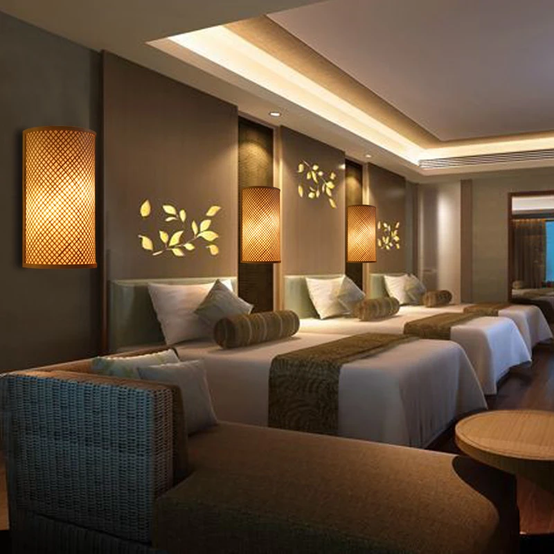 

Japanese Character Bamboo Garden Wall Lamps Lights Bathroom Bedroom Light Led Wall Lights Wall Mounted LED Bulbs Iron for Home