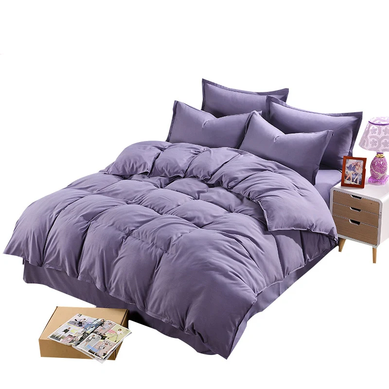 Greypurple 1PC Aloe Cotton Duvet Cover Soild Quit Cover Skin Care Bedclothes Home Decor Comforter Cover Double Queen King - Цвет: Greypurple