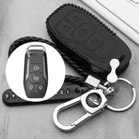 leather key case cover shell for 2015 2016 ford fusion mondeo mustang f 150 lincoln edge explorer mk