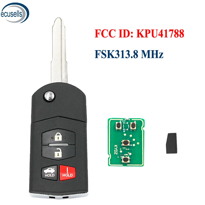 Складной дистанционный ключ для Mazda FSK 315 МГц 313 8 4D63 80 бит чип ID83 FCC ID: BGBX1T478SKE125-01 KPU41788
