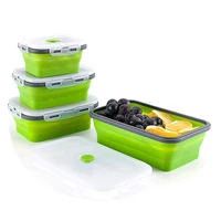 4sizes silicone collapsible lunch box food storage container colorful microwavable portable picnic camping rectangle outdoor box