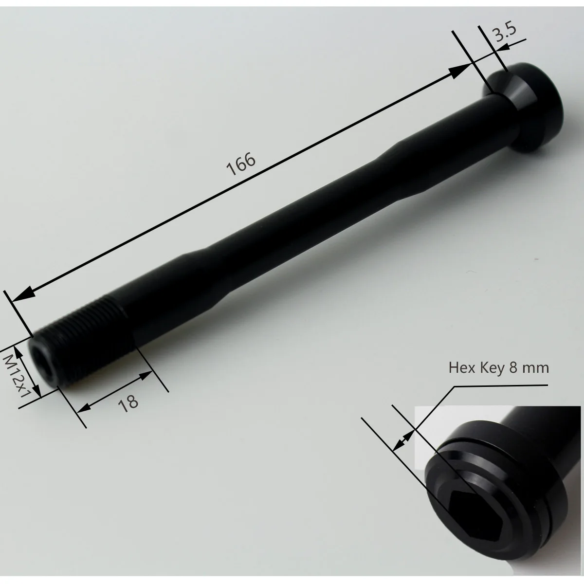Eje pasante M12 x 1,0-160-174 mm Qeridoo Syntace