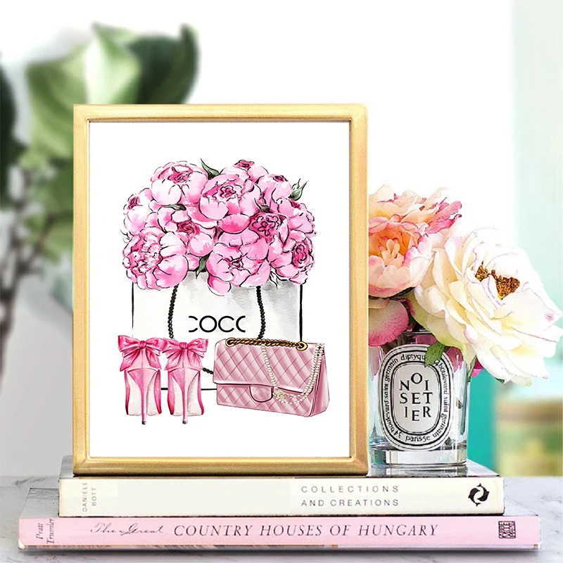 Скандинавский домашний декор модная розовая сумка обувь настенное искусство