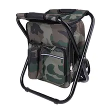Backpack Cooler Chair - Compact Portable Folding Stool - Perfect for Outdoor Events, Picnic, Travel, Hiking, Camping, Beach, &