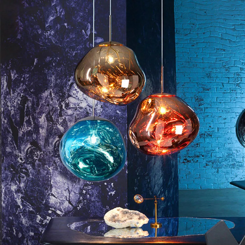 

Home Modern Melt Lava Hanging Lamps Nordic Glass LED Pendant Lamp Lights Creative Loft Chandelier Cafe Light Decorations