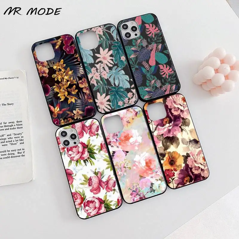 

Floral Flower Art Design Phone Case for iPhone 11 12 pro XS MAX 8 7 6 6S Plus X 5S SE 2020 XR Soft mobile bags coque cover