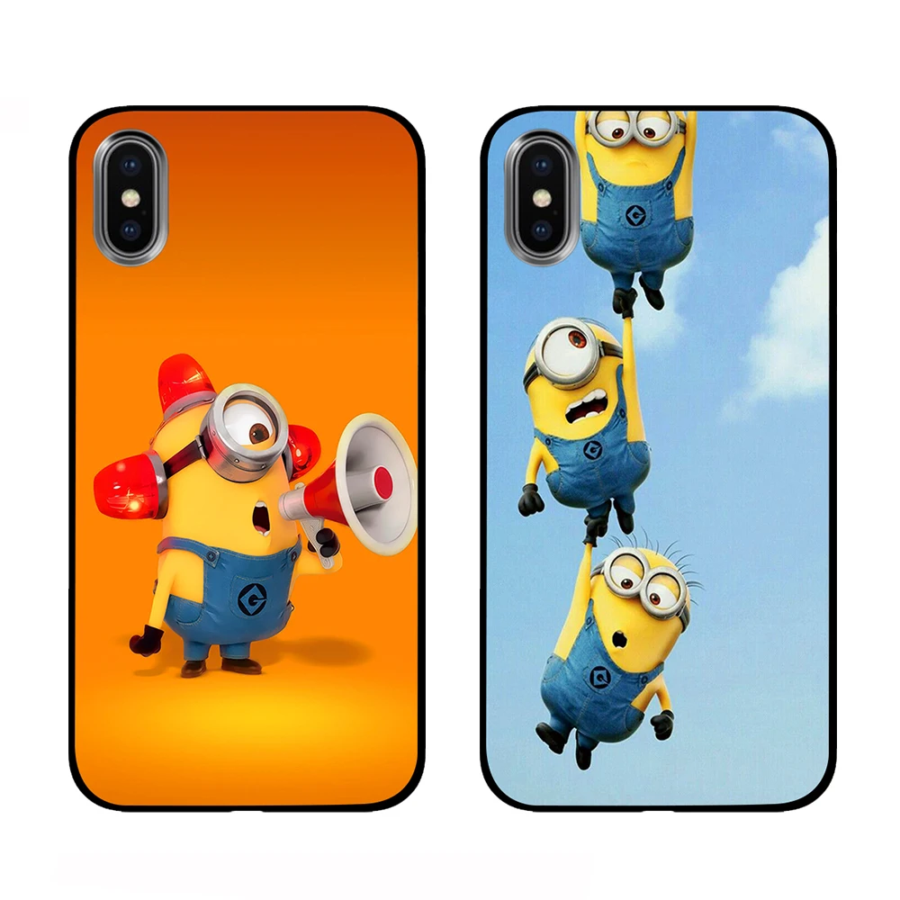 С милыми миньонами из мультфильма черные чехлы для телефонов iPhone 5 5S SE 6 6s 7 8 Plus X XS Max XR задняя крышка