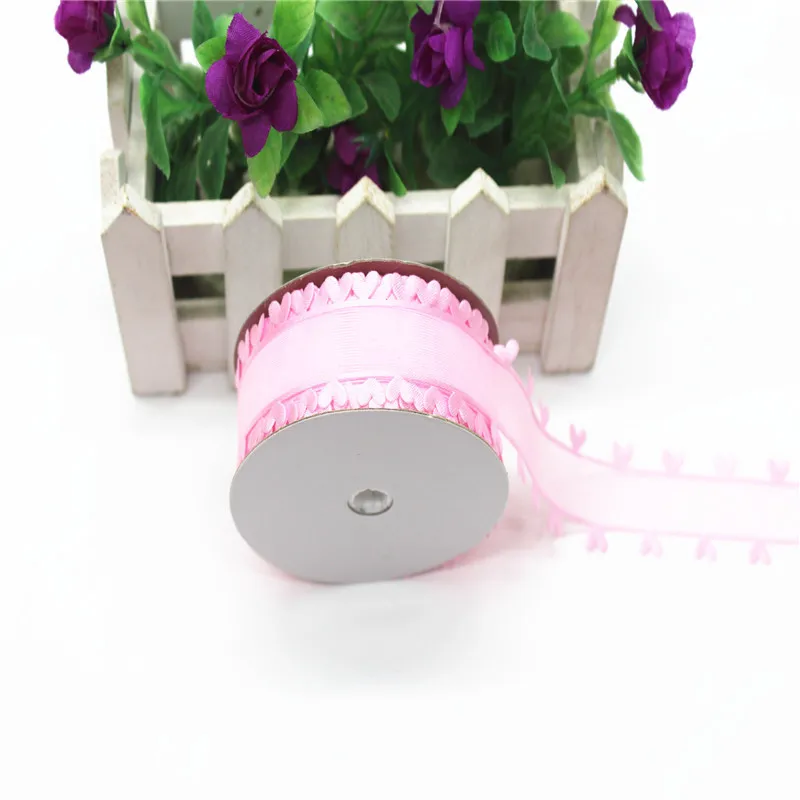 25 мм * 20 ярдов в форме сердца из кружева Снежная пряжа ленты для Diy бант аксессуары