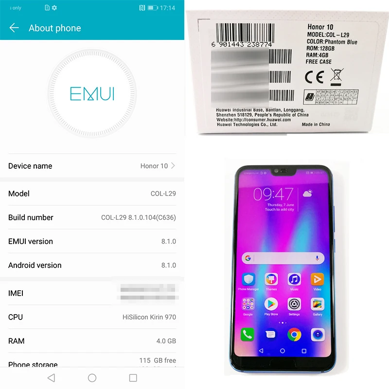 Международная версия Honor 10 COL-L29 4G LTE мобильный телефон Kirin 970 Android 8,1 5,8" ips 2280X1080 4 Гб ram 128 ГБ rom NFC 24 МП