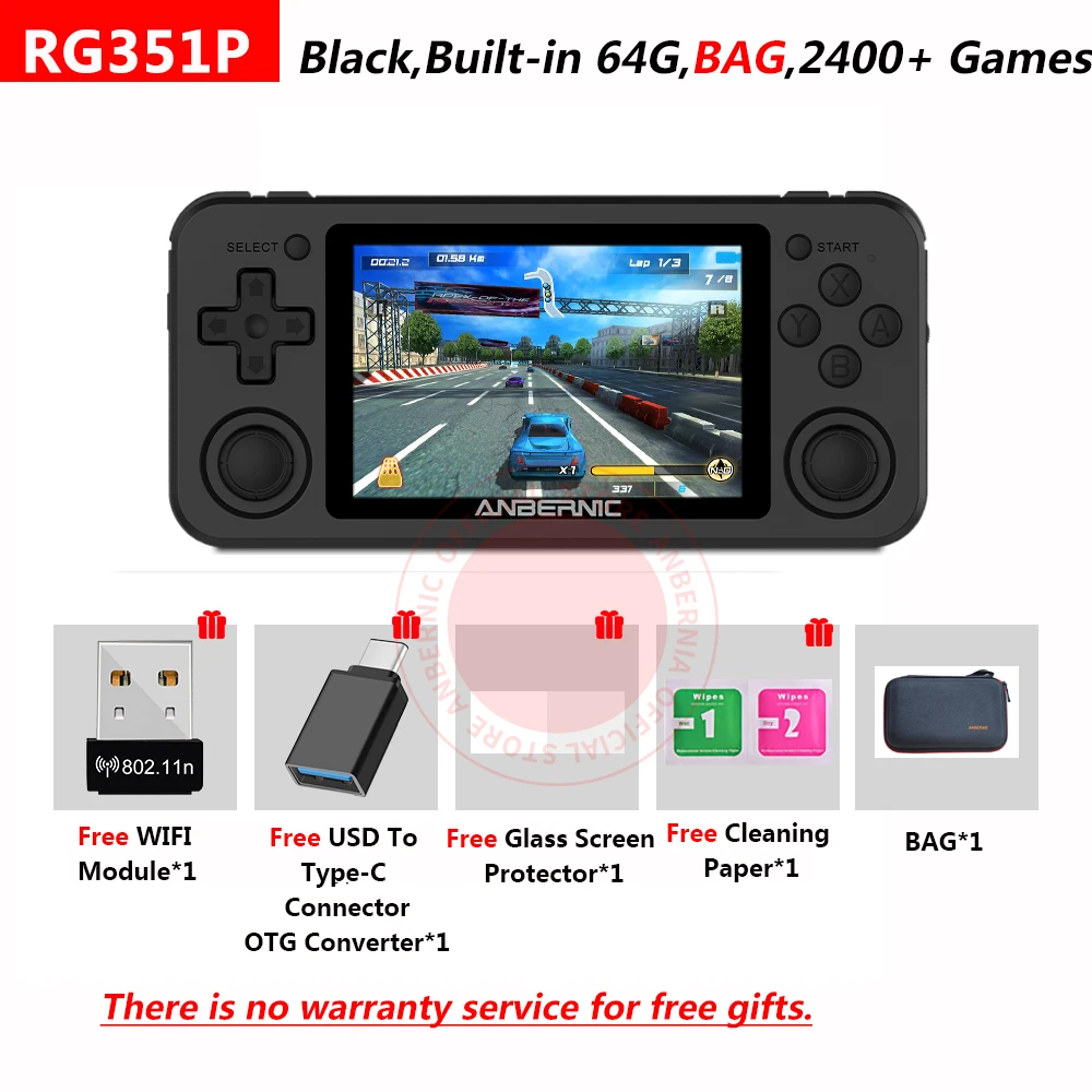 

RG351P ANBERNIC Retro Game PS1 RK3326 64G Open Source System 3.5 inch IPS Screen Portable Handheld Game Console RG351gift 2400