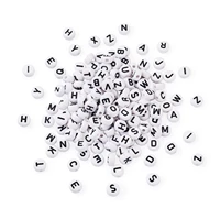 1000pcs alphabet style opaque acrylic beads black white metal enlaced flat round loose beads for diy jewelry making 7x4mm