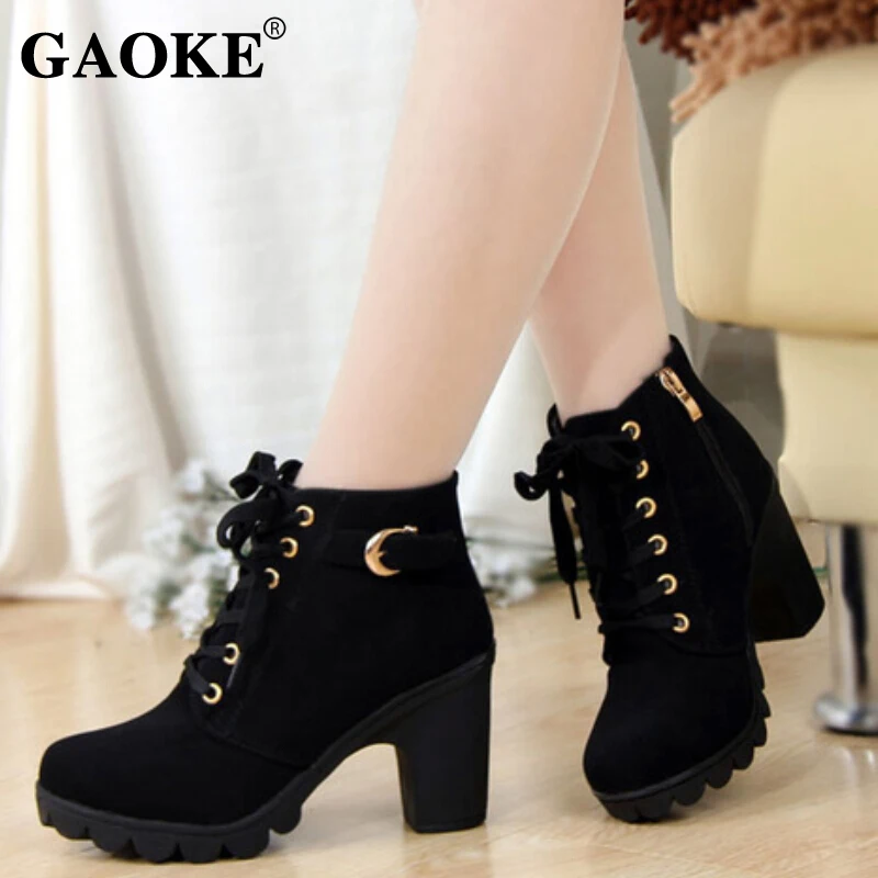 

2021 Autumn Women Boots Ladies Thick Fur Ankle Boots Plus Size Women Pumps Women High Heel Platform Rubber Shoes Snow Boots