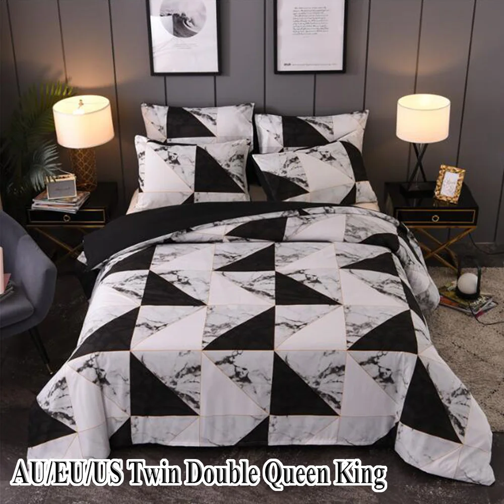 

WUJIE Home Textile Twin Full Queen King Size Bedclothes 3D Marble Pattern Polyester Bedding Set Quilt Cover Bedroom Home Decor