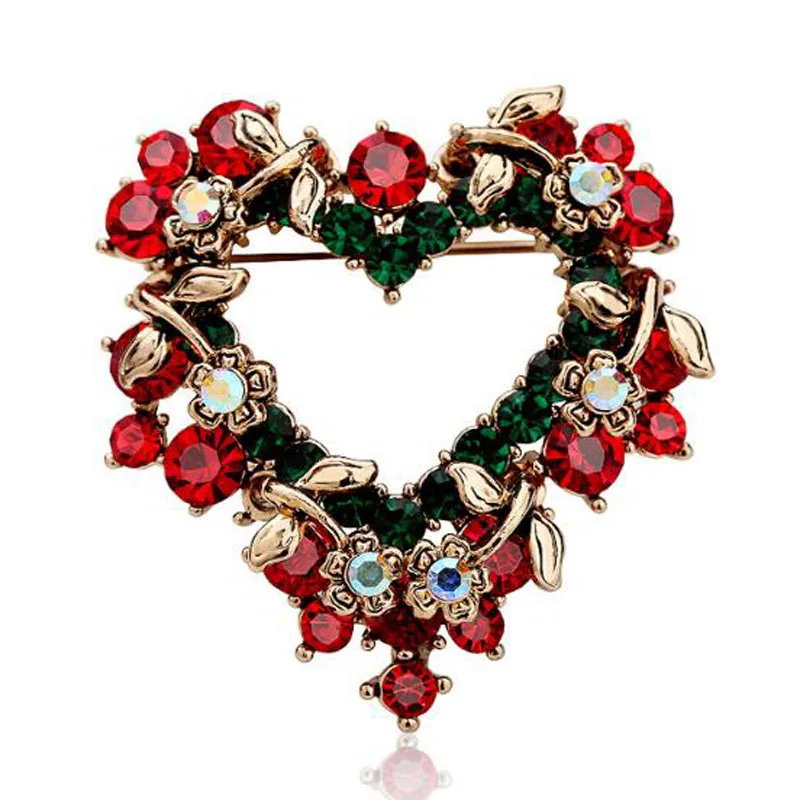 Винтажная Женская Цветочная Брошь новое сердце стразы и Большой акриловый