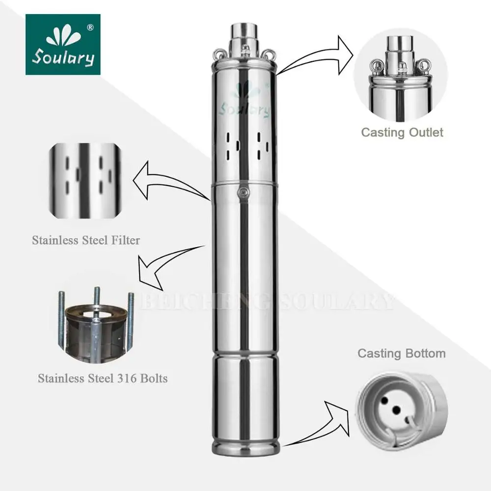 (Бесплатная доставка) 3 дюйм (ов) Нержавеющая сталь 1HP DC погружной насос на