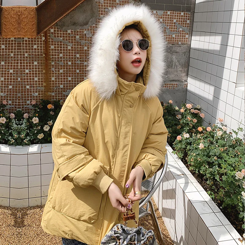 

2020 Winter Cotton Jacket Super Dalian Hat Loose Thick Short Jacket Elegant Windbreaker женская куртка
