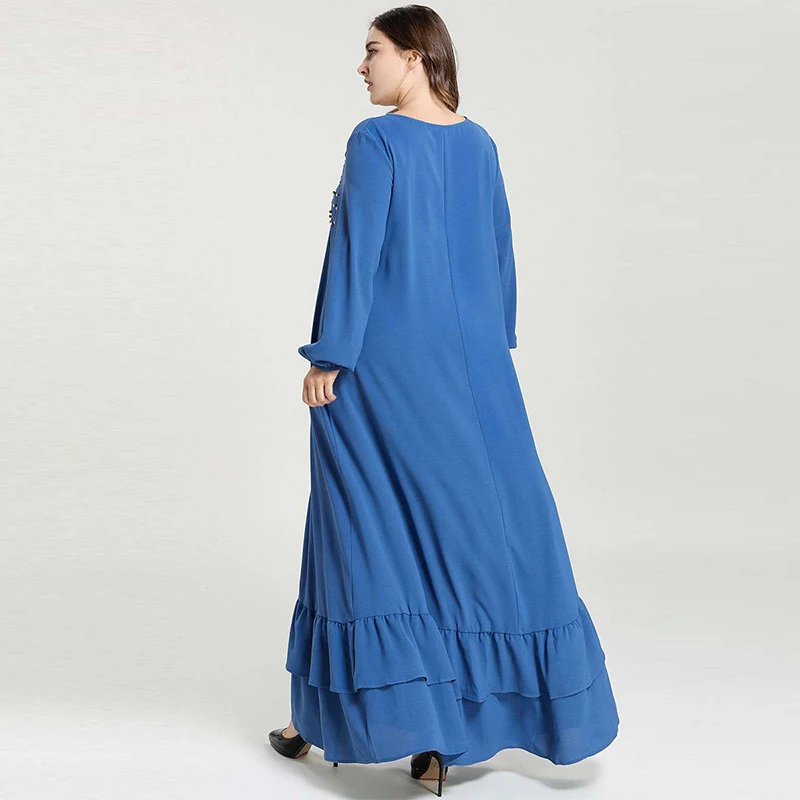 

Muslim Dress Dubai Middle-Size Plus Size Women's Embroidered Beaded Middle East Moroccan Kimono Islamic Turkey Fashion Elegant