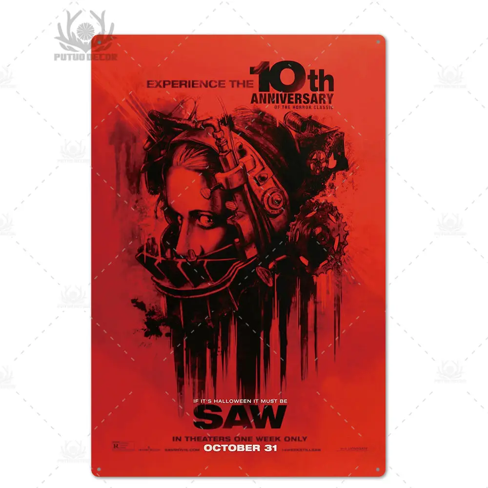 TH4132 Saw Movie винтажный металлический постер оловянный знак металлический знак табличка металлический винтажный Ретро Настенный декор для мужчин пещера декоративный металлический оловянный знак - Цвет: TH4132