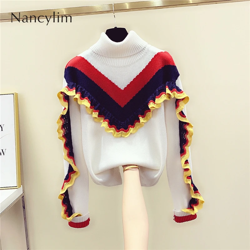 Водолазка женская осенне-зимняя новая теплая вязаная кофта женский джемпер -