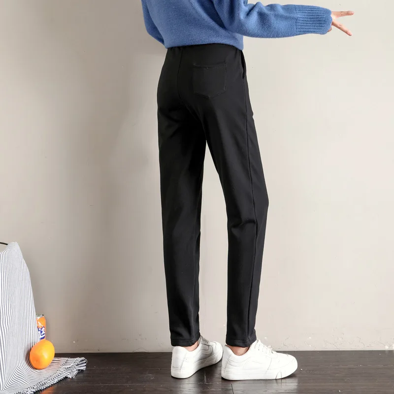 

2020 Winter Women Gym Fleece Straight Sweatpants Warm Workout Trousers Elastic Waist Drawstring Running Jogger Loose Sport Pants