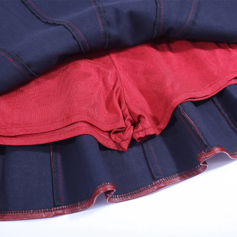 Женская плиссированная юбка из искусственной кожи красная облегающая мини-юбка