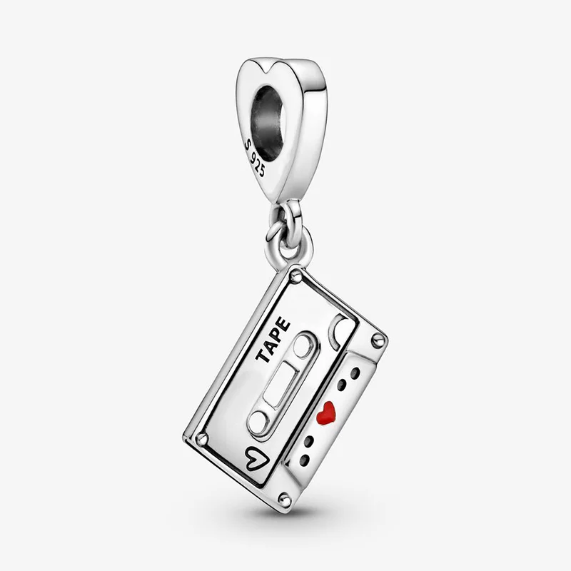 

Classic 2021 Hot 925 Sterling Silver Beads Vintage Cassette Dangle Charms Fit Original Pandora Bracelet Women DIY Jewelry