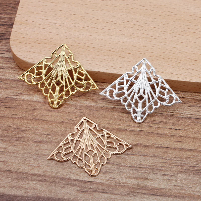 100 шт. 28*35 мм Медь лист 7 цветов Позолоченные филигранные граненые выдалбливают