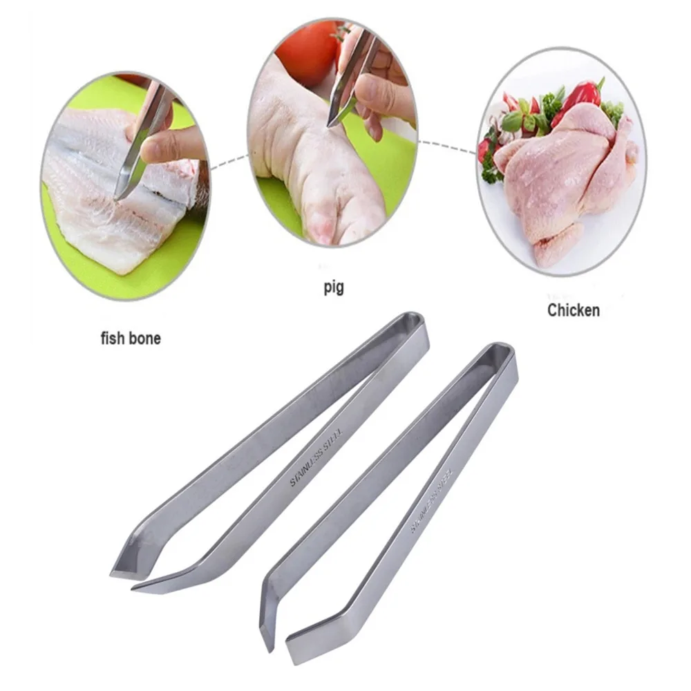 stainless steel portable fish bone tweezers pincer clip puller remover tongs fish bone plucking clamp kitchen gadgets tools 1pc free global shipping