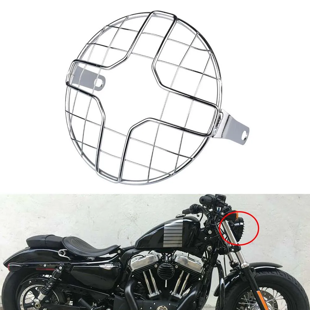 

Motorcycle Retro Headlight Mesh Grill Guard Protector Motorbike Universal Vintage Headlamp Light Cover