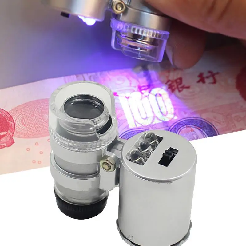 Ультрафиолетовая лампа увеличительное стекло микроскоп 60X портативный