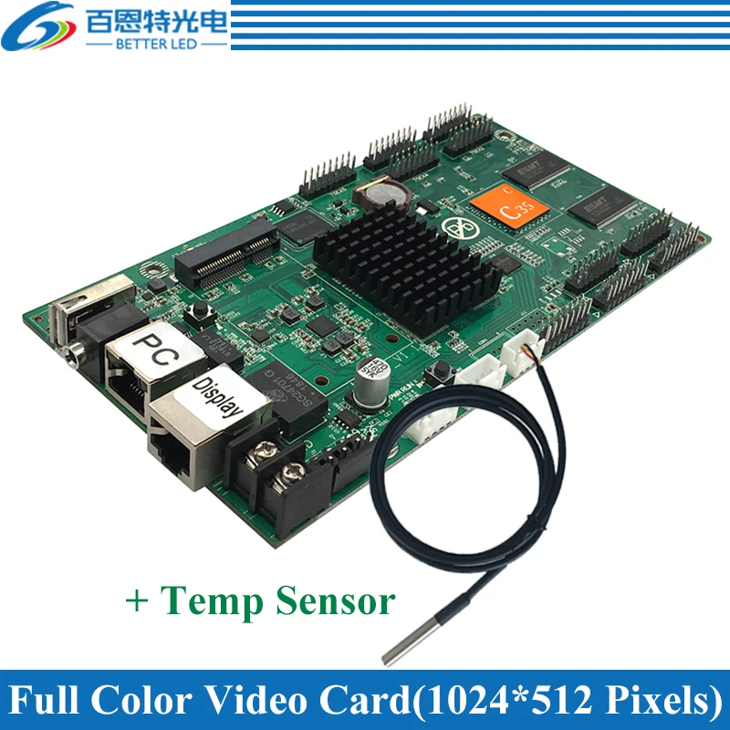 HD-C35C With Temp Sensor Support Receiving card 1024*512pixels 10*HUB75 Asynchronous Full Color LED Display Video Control Card |