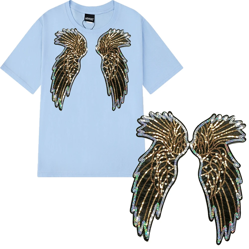 

large embroidery big wings feather patches for clothing DO-3155