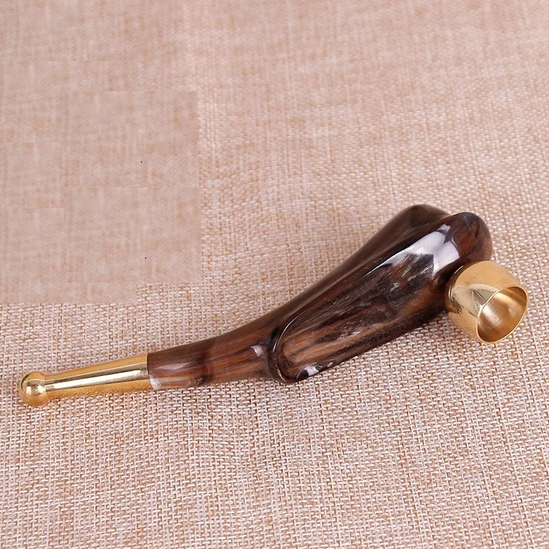 

1pcs Retail Dual Purpose Portable Imitation ox Horns Smoking Pipe Tobacco Filter Herb Pipes metal mouthpieces cigarette holder