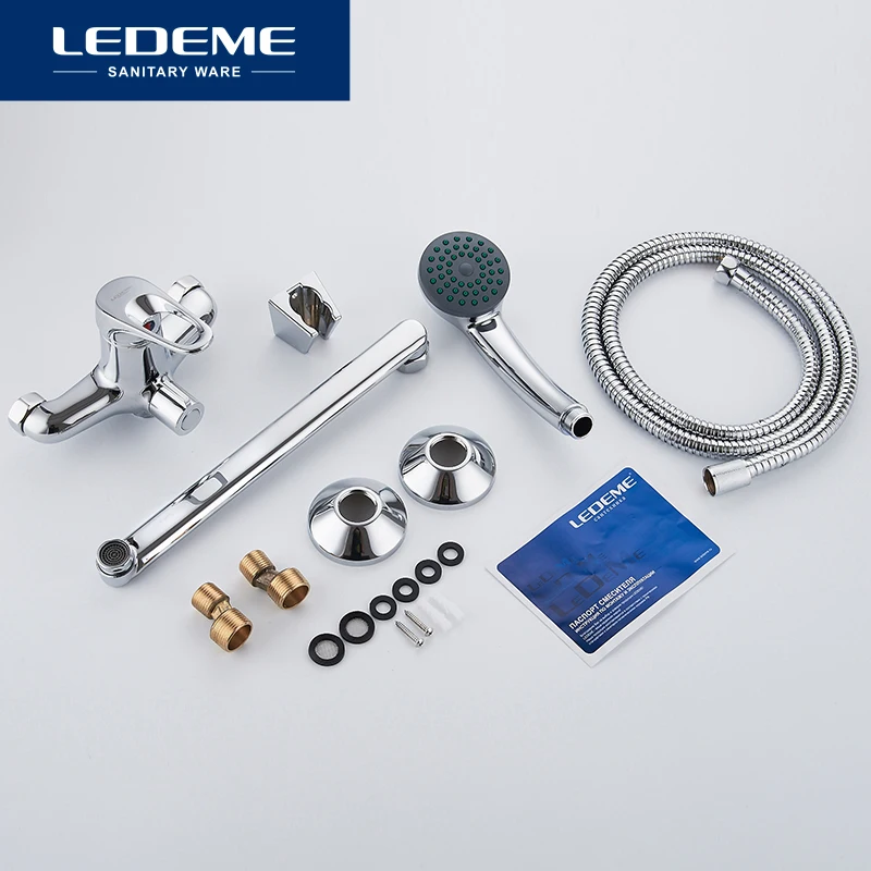 LEDEME Смеситель для ванны с длинным изливом 300мм. латунь Цвет: хром L2213|Смесители