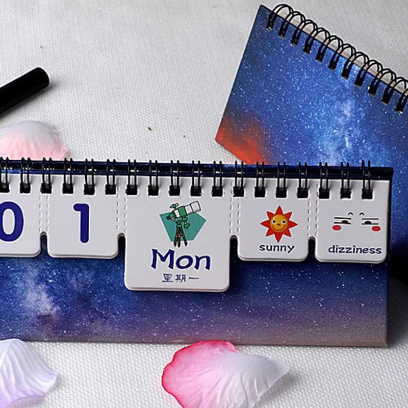 

2021 Year Desk Calendar Tearable Calendar Daily Kawaii Animal Starry Sky Table Planner School Office Supply